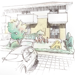 専用の庭と駐車場イメージ